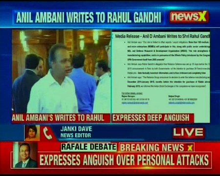 Anil Ambani writes to Rahul Gandhi, says Congress misinformed of Rafale deal