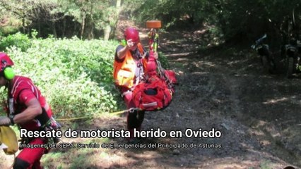 Evacuado en helicóptero un motorista herido en un monte de Oviedo