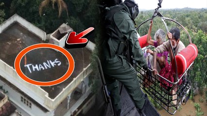 கடற்படையினருக்கு  நன்றி என பெயிண்ட் செய்த கேரள மக்கள்!  Someone painted a 'Thanks' to navy