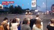 Ukrainian Missile Launcher Narrowly Misses Onlookers And Slams Into Office Building