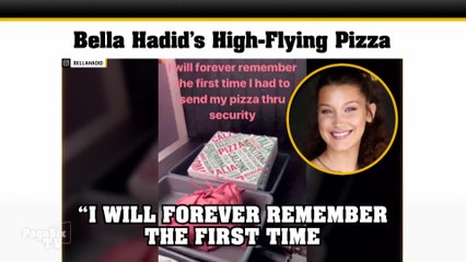 How did @BellaHadid make sure her pre-flight pizza was safe and sound? She sent it through security, of course! #PageSixTV