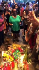 Celebration for Aretha Franklin Outside Apollo NYC