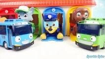 Tayo bus garage surprise eggs with paw patrol