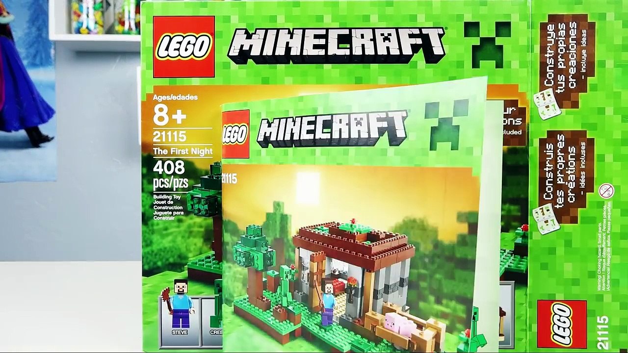 Stop Motion LEGO Minecraft The First Night by Kinder Playtime Steve Creeper Pig