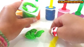 Learn Colours With Yogurt Play Doh Surprise Spider Man SpongeBob Paw Patrol Stikeez Cup He