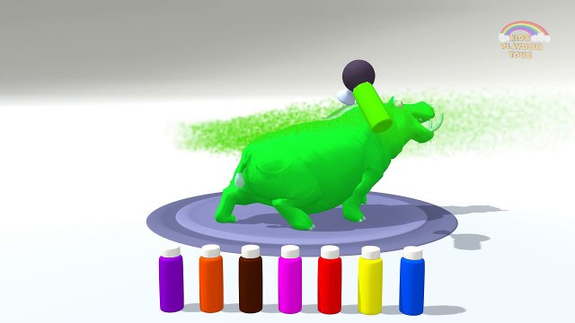Fun Learning Colors with Colours Spray Bottles | Learn Colors with Colors Animals Hippo