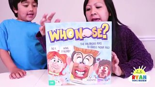 Ryan plays Whos Nose Guess Your Face Board Game for kids!