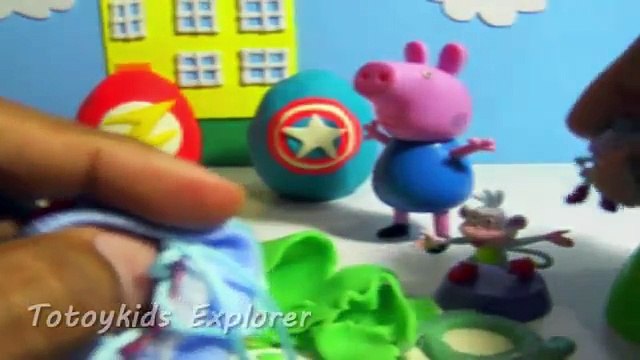 Ovos Surpresas Play Doh Capitão America Lanterna Verde Pig George l Totoykids Explorer