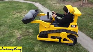 Toy Trucks for Kids: Battery Operated Caterpillar Bulldozer Ride On at Work