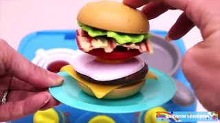 Toy Kitchen Playset Making Hamburger Learn Food Names Toy for Kids