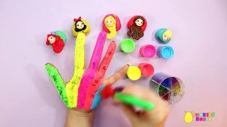 Disney Princess Finger Family Song and Rainbow Hand Painting Learn Colors