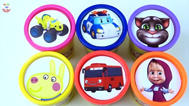 Сups Stacking Toys Play Doh Clay Talking Tom Tayo The Little Bus Robocar Poli Masha Learni