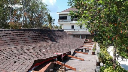 Drone footage shows trail of destruction on Indonesian island following deadly earthquake