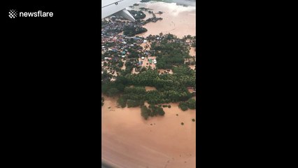 Aerial footage shows flooded homes in northern Thailand
