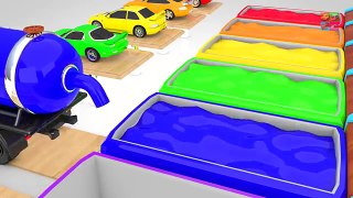 Colors for Children to Learning with Toy Racing Cars with Color Water Sliders Vehicle for