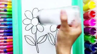 Flowers Coloring Pages Salt Painting for Kids | Fun Art Learning Colors Video for Children