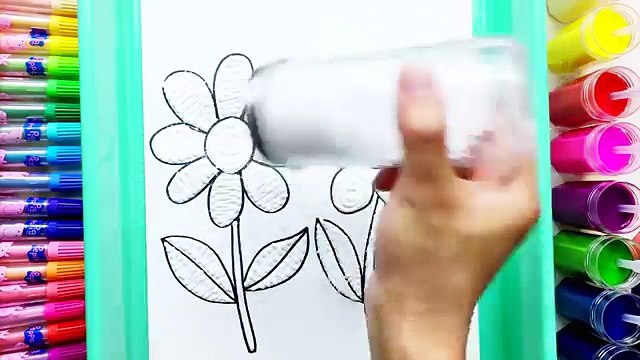 Flowers Coloring Pages Salt Painting for Kids | Fun Art Learning Colors Video for Children