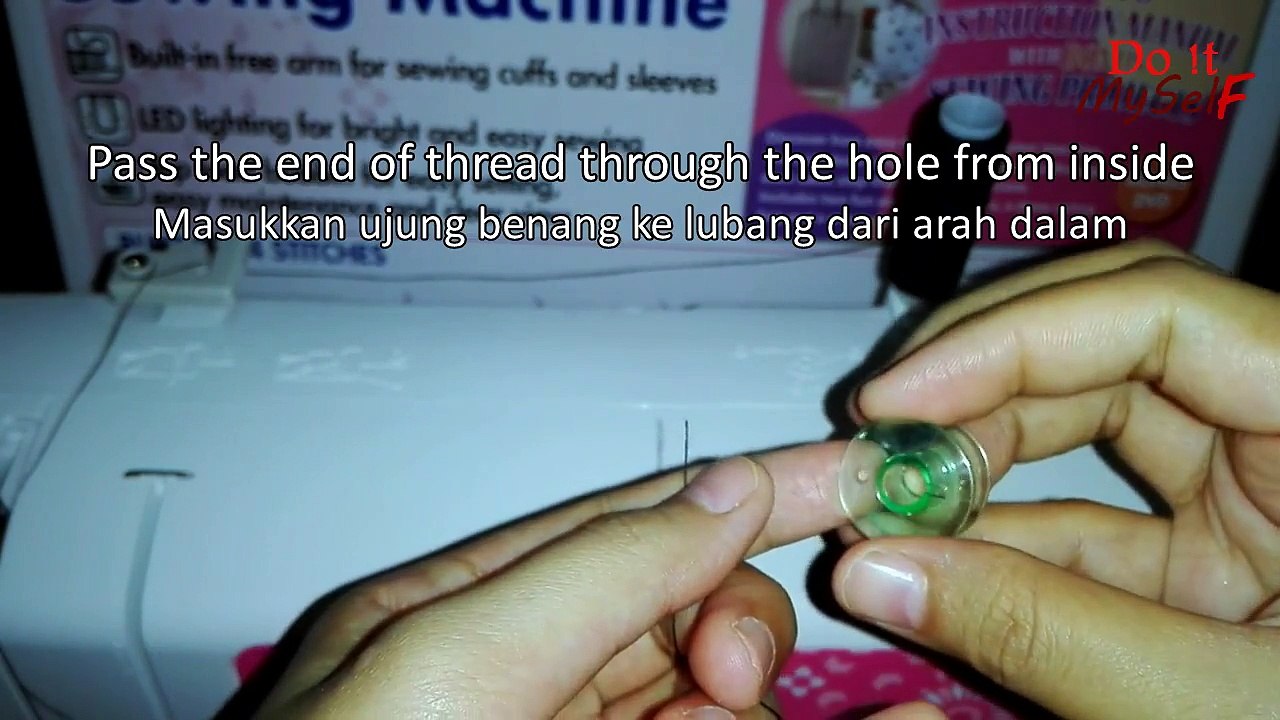 How to wind a bobbin - Menggulung benang untuk bobbin - BROTHER JV1400