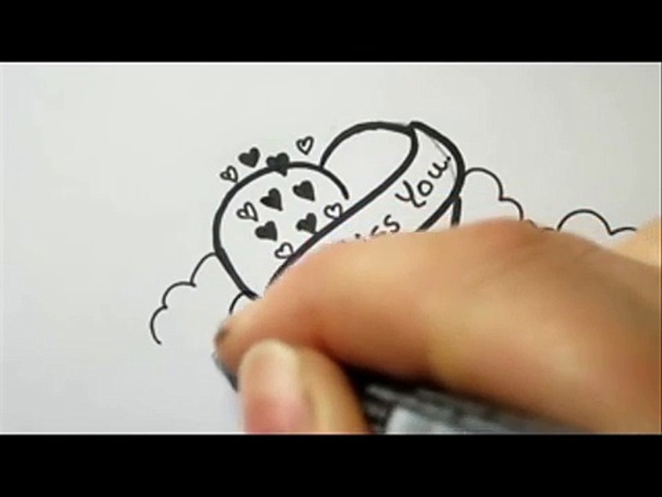 I MISS YOU Drawing A Heart with A Banner