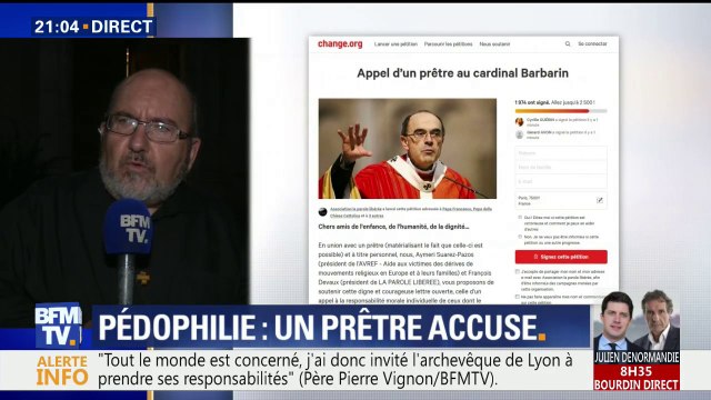 Le cardinal Barbarin est empêtré depuis des années dans ces affaires , un prêtre appelle à la démission de l'archevêque de Lyon