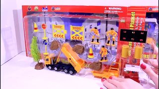 Unboxing Toy Action Playset Garbage truck Dump truck & Road signs Video for Kids