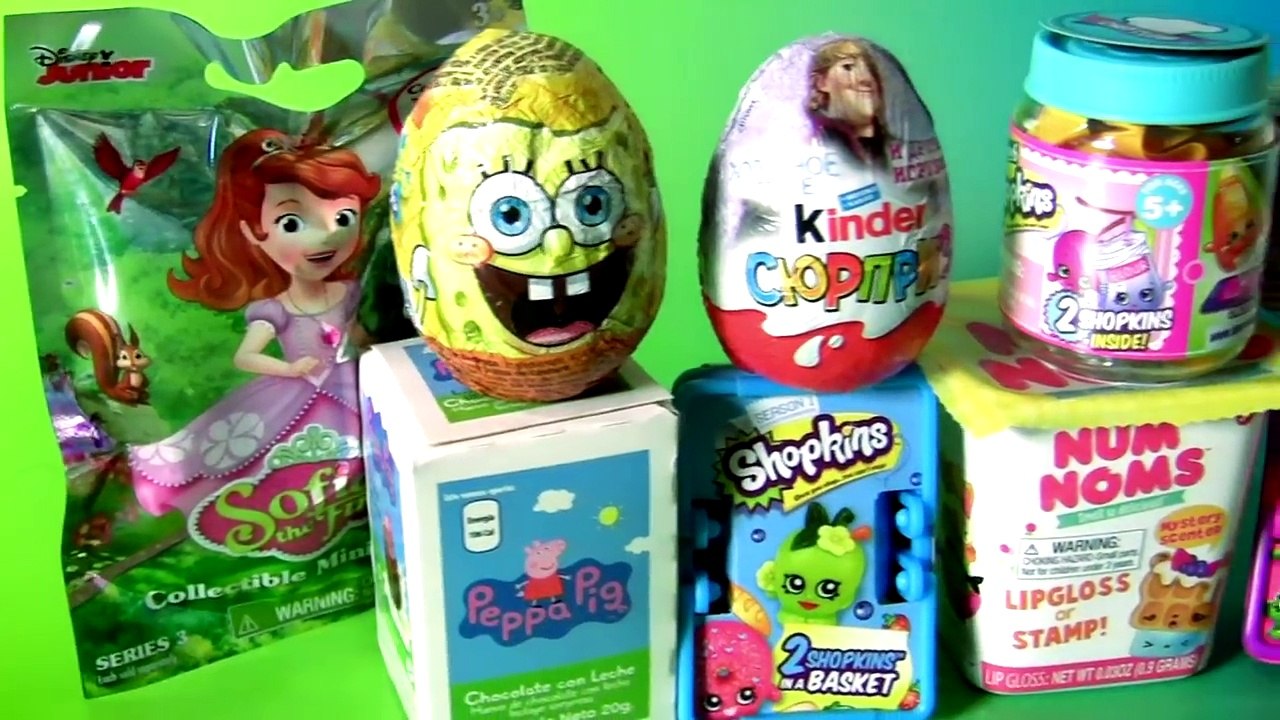 Surpresas do ToysBR Brasil Peppa Pig SHOPKINS Kinder Frozen NUM NOMS Princesa Sofia Minnie