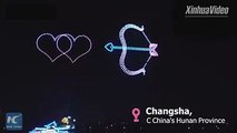 777 drones performed a light show in Changsha, capital city of Central China's Hunan Province, to mark the Qixi festival, or Chinese Valentine's Day, which fall