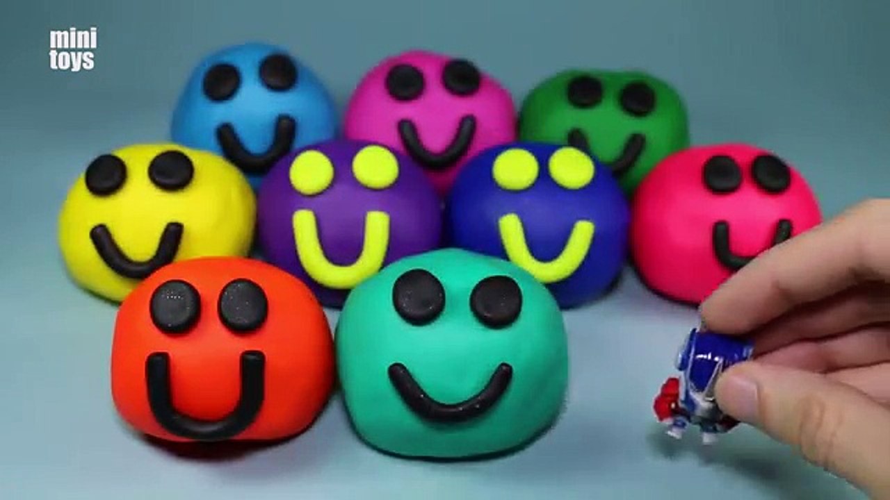 Learn Colours with Playdough Smiley Face Surprise Eggs