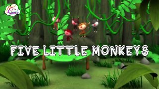 Five Little Monkeys Jumping on the Bed 3D | 3D English Nursery Rhymes For Kids