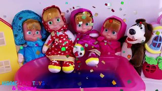 Masha and the Bear Babies Jumping on the Bath Five Little Monkeys Nursery Rhyme Song for K