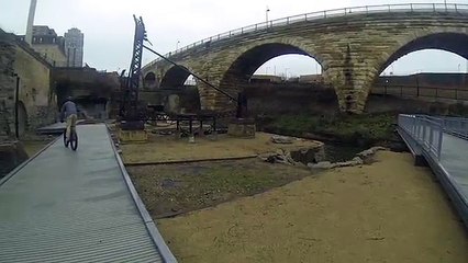 Fat bike trials Stone Arch Bridge Minneapolis