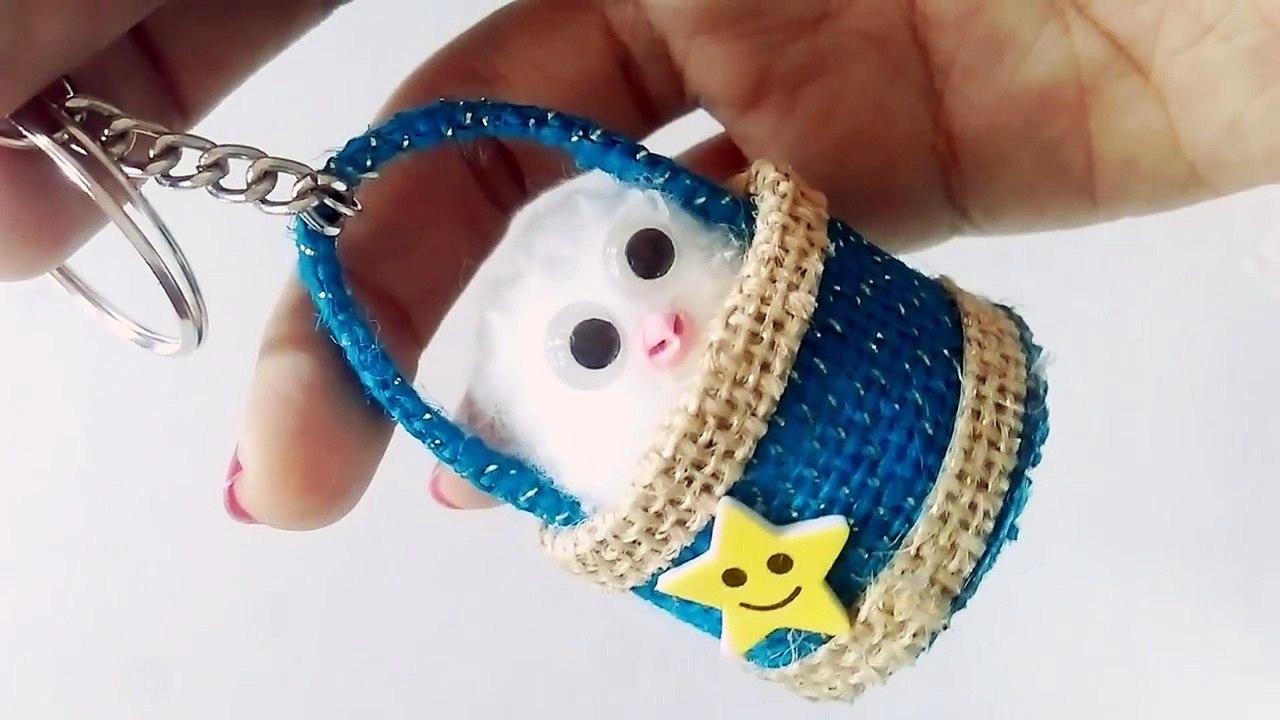 How to make Cat In a Basket Key Chain at Home | No Sew | DIY Cute Key Chain