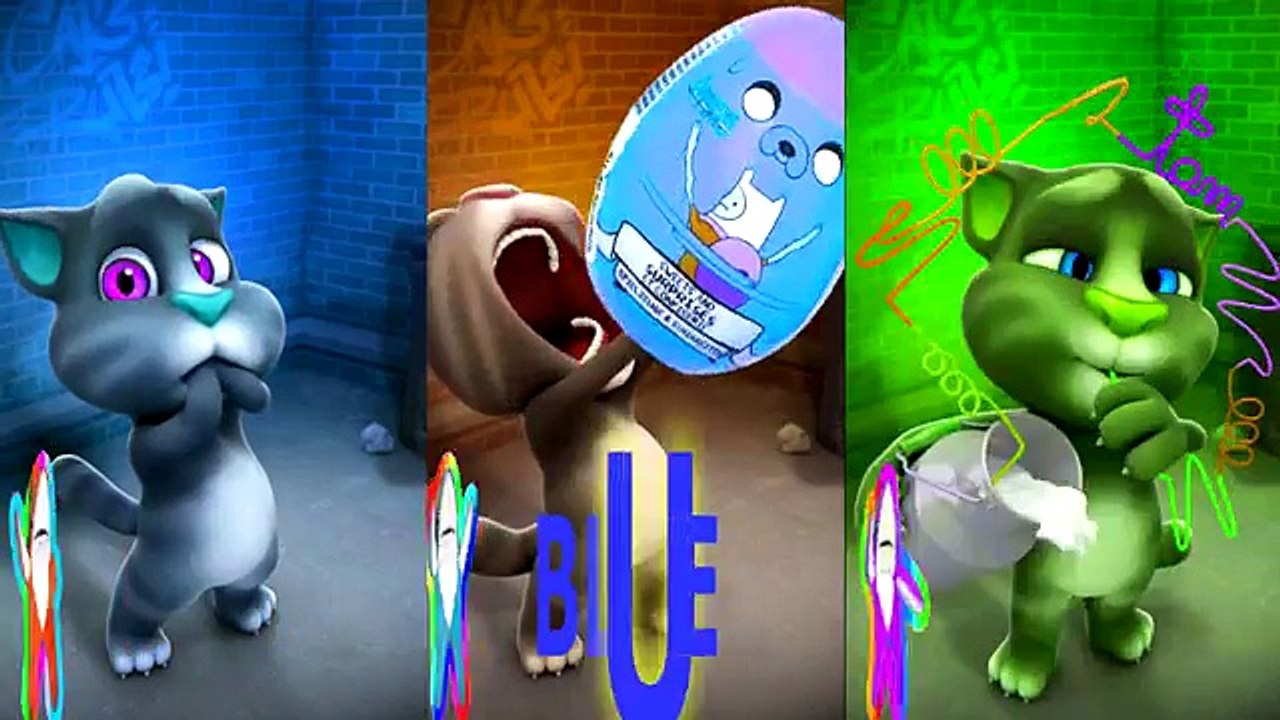 Talking Tom Cat SHark Learn Colors Kinder Egg C...