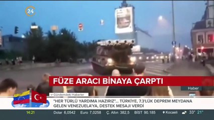 Füze aracı binaya çarptı