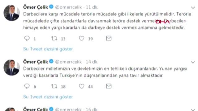 AK Parti Sözcüsü Çelik Yunan Yargısı Darbecilerin Yanında Yer Almıştır