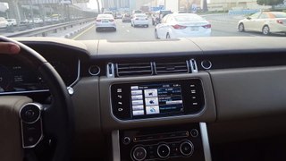 Driving the Range rover  in Dubai. Incredible drive quality and a very luxurious cabin.