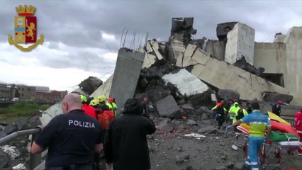 Images of Genoa bridge moments after collapse