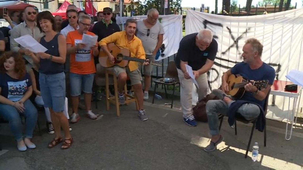 Solidarität: Sting bei von Jobverlust bedrohten Arbeitern