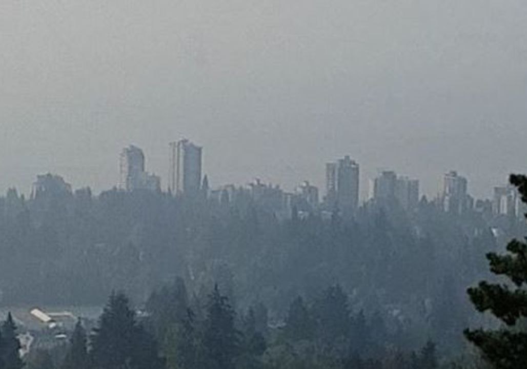 Hill Top View of Smokey Vancouver In Second Week of Air Quality Warnings