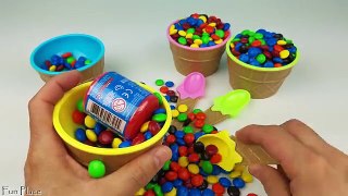 Kids Learn Colors with M&Ms Ice Cream Cupcakes & Egg Surprises
