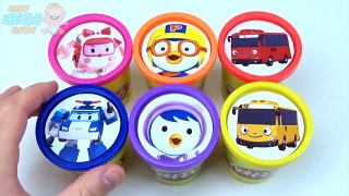 Play Doh Clay in Cups with Surprises Toys inside, Robocar Poli Pororo Tayo The Little Bus