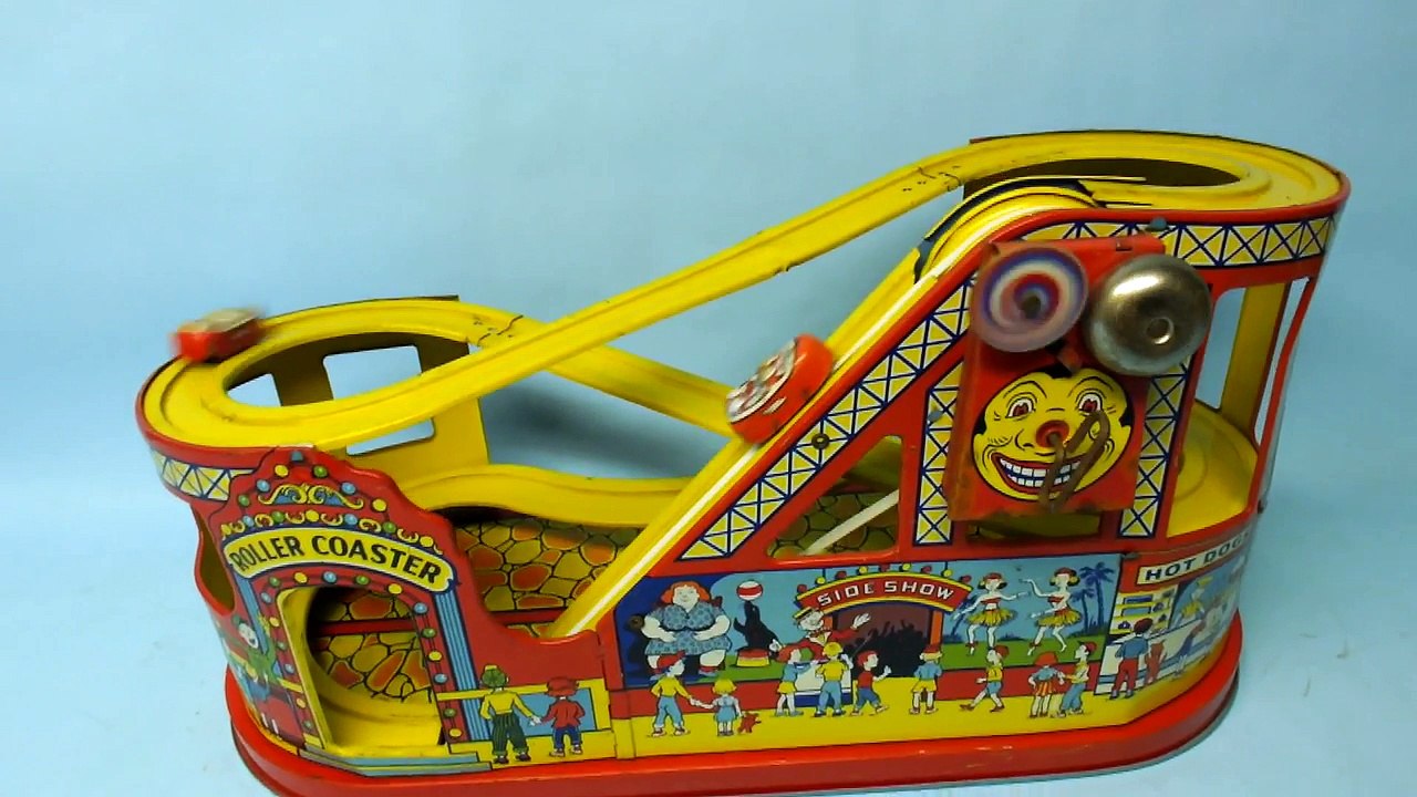 VINTAGE CHEIN ROLLER COASTER TIN WIND UP AMUSEMENT PARK TOY w/ CARS #275