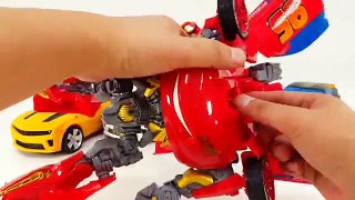 Transformers BigSize Disney Cars McQueen Police Black Bumblebee 4 Vehicle Robot Car Toys