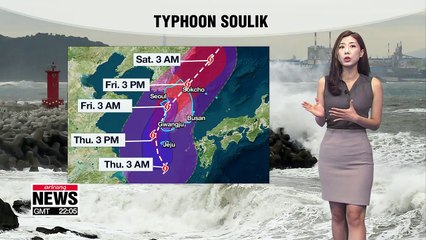 Typhoon Soulik arrives near Jeju