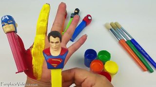 Learn Colors with Body Hand Paint & PEZ Candy Finger Family Song