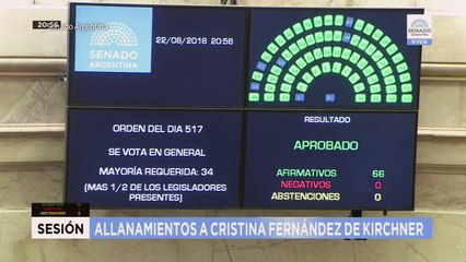 Senado aprueba allanar residencias de Kirchner en Argentina