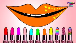 Learn Colors with Cute Lipstick Color Gritter and Lips Coloring Page Lips Art Design Game