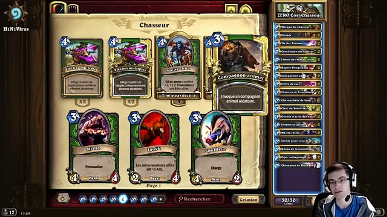 Chasseur ZERO COST (Cartes de base) Guide Débutant ! H1N1Virus Hearthstone