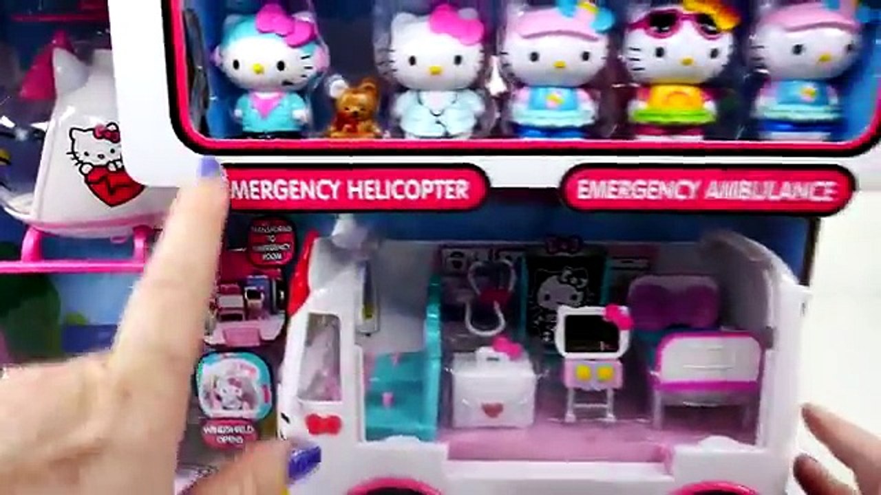 HELLO KITTY Rescue Playset w/ Emergency Ambulance & Helicopter | Hello ...