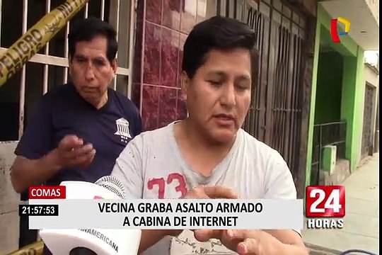 Comas: vecinos graban a delincuentes armados que asaltaron cabina de Internet
